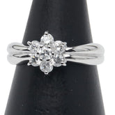 K18WG ホワイトゴールド ダイヤ0.50ct フラワー 花 モチーフ リング 指輪 レディース 9号 【中古】